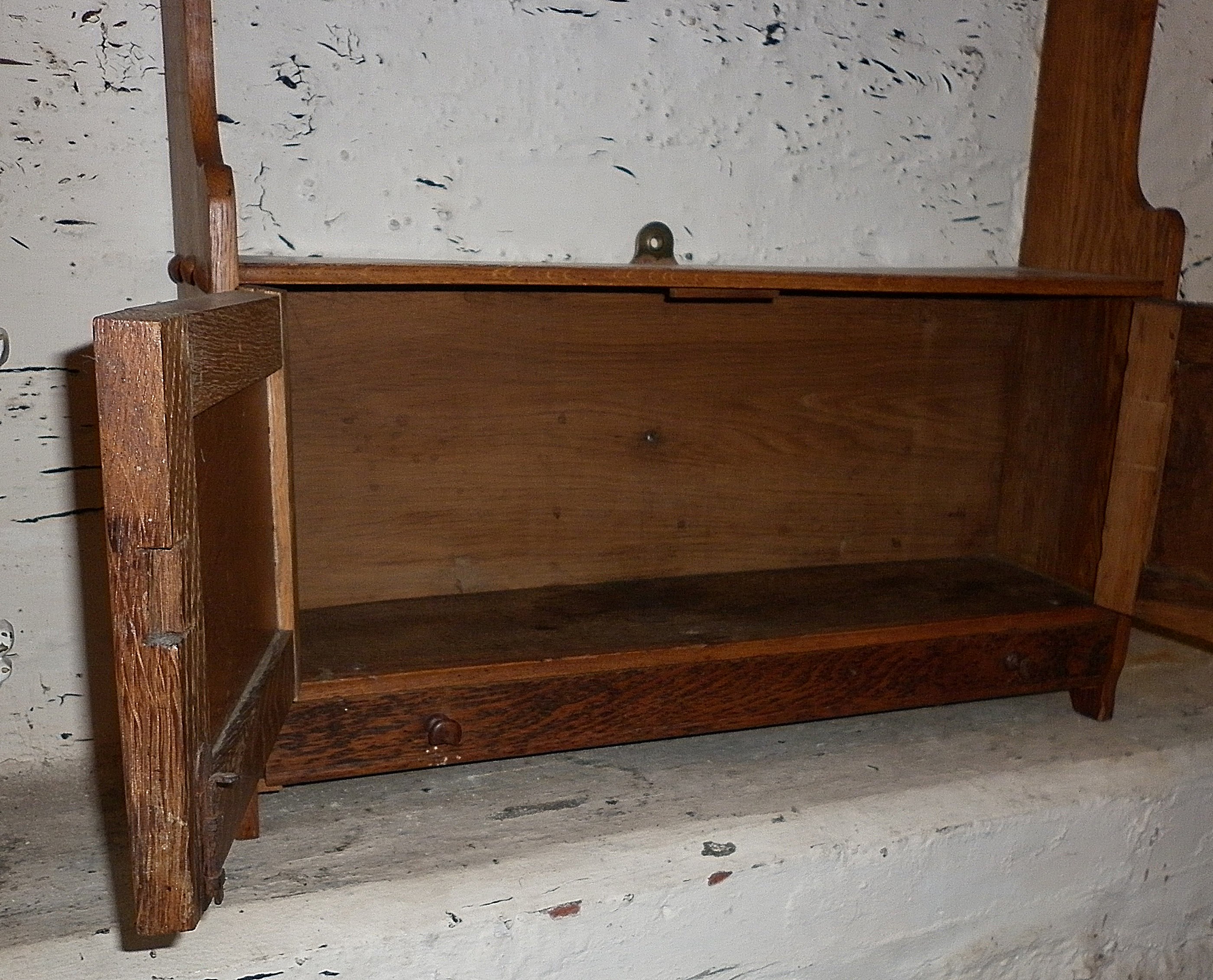 Victorian two-door wall shelf cupboard with turned gallery - Image 2 of 2