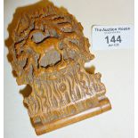 Antique Black Forest carved wooden pocket watch case