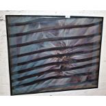 Contemporary abstract art work by Vicki Cox titled "Stripes in Space" multimedia with muslin