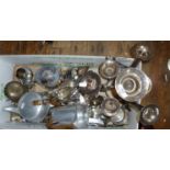 Silver plated seven branch epergne and other silver plated items etc., inc. Picquot Ware pots