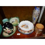 Arts & Crafts pottery inc. Fishley Holland tankard, Doulton pieces etc.