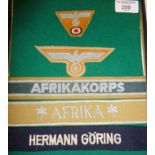 WW2 Nazi cloth badges or cuff titles, inc. Hermann Goring (black felt), Afrikakorps, etc.