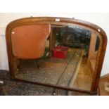 Victorian inlaid arch-topped overmantle mirror