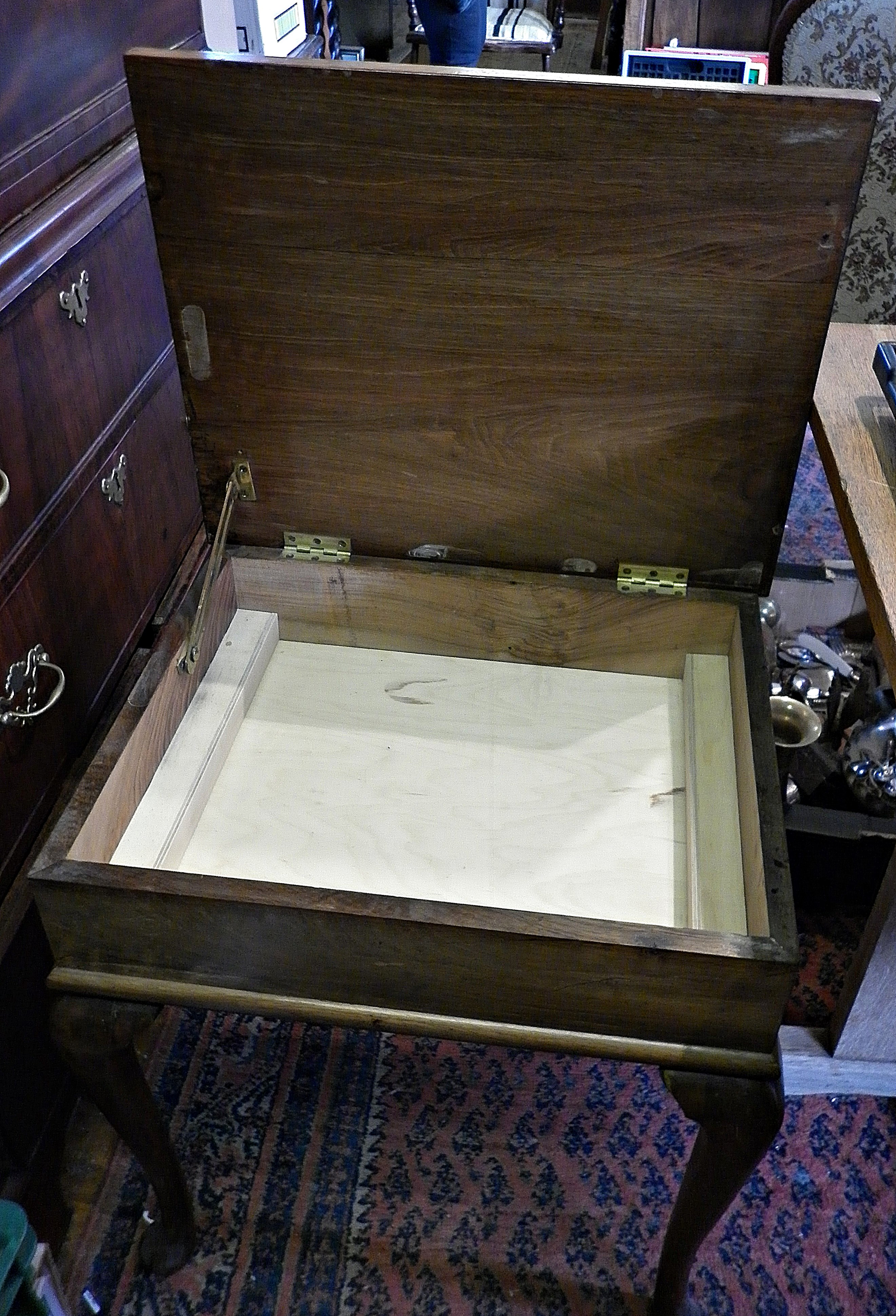 1950's walnut sewing table on cabriole legs