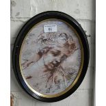 A picture after J Boucher's 'head of a girl' in an oval frame