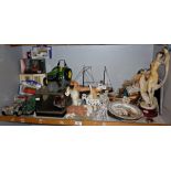 Miscellaneous items including model cars, dog ornaments, a doll etc