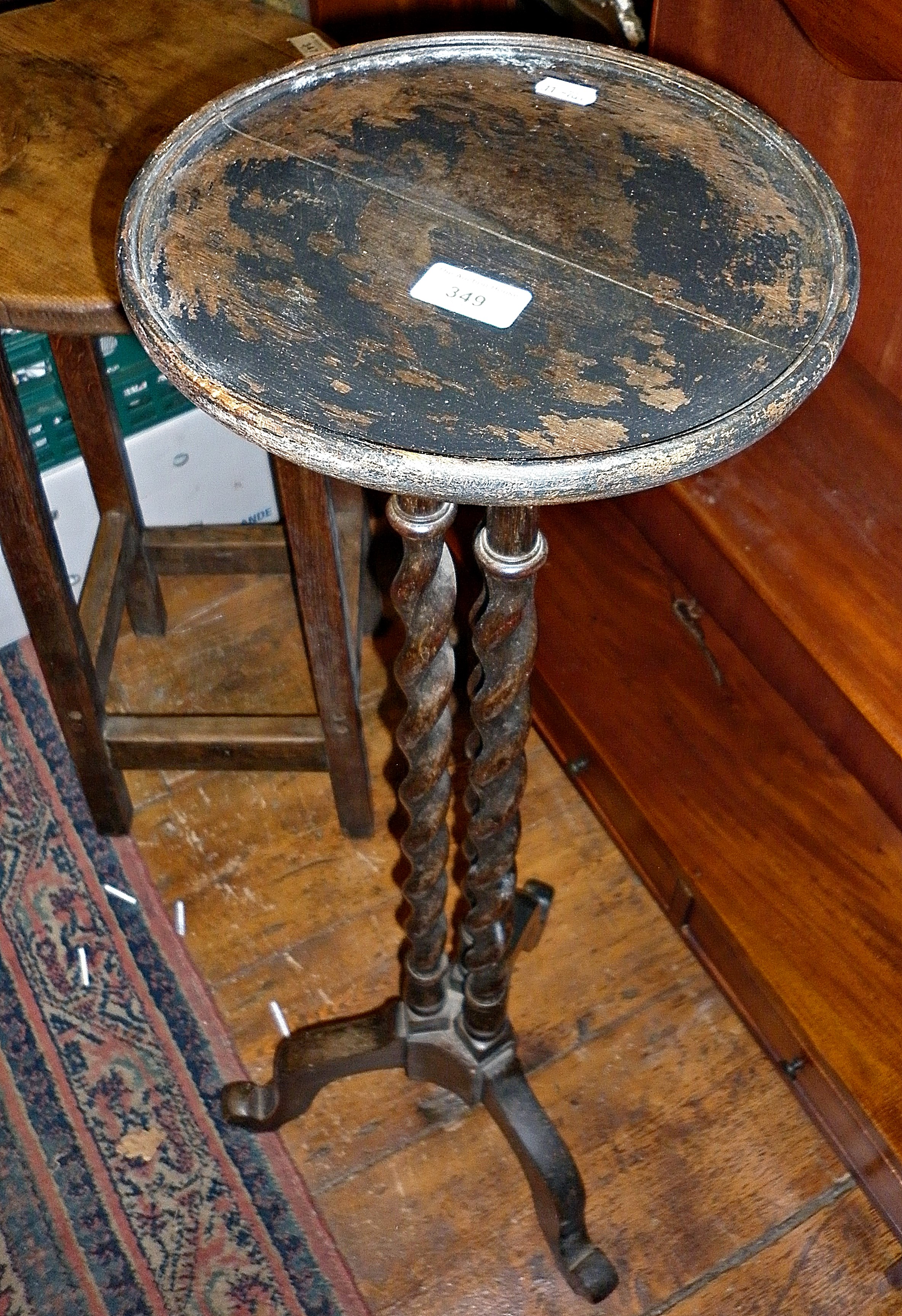 Edwardian plant stand with triple barleytwist supports and tripod base