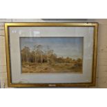 Herbert Moxon Cook (1844-1928) large watercolour landscape with trees, 28" x 38" including frame