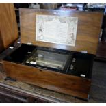 19th c. cylinder musical box playing 20 airs with zither attachment in mahogany box (governor