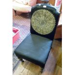 Upholstered nursing chair with silkwork panel to back