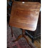 Victorian mahogany snap top occasional table on turned centre column with tripod feet