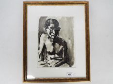 Attributed to Josef Herman - Ink and wash on paper depicting a male figure, unexamined out of frame,