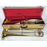 A Selmer Invicta trombone contained in carry case,