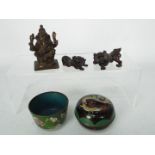 Mixed lot of collectables to include two pieces of cloisonné,