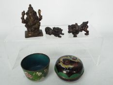 Mixed lot of collectables to include two pieces of cloisonné,