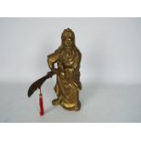 Chinese cast metal figure depicting the warrior Guan Yu, approximately 26 cm (h).