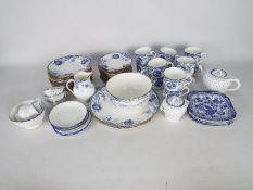 A collection of blue and white china to include Wedgwood tea wares decorated with prunus and