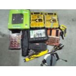 Lot to include Stanley Fatmax accessory organiser cases, clamps, drill bits, measures,