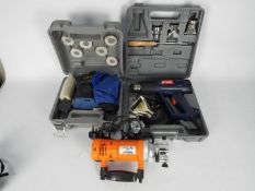 A Power Craft 3 disc electric sander contained in carry case,