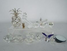 Swarovski - glass animals - lot includes a Stuart Glass butterfly,