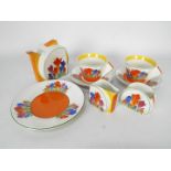 Wedgwood Clarice Cliff, limited edition Tea For Two set comprising teapot, cream jug, sugar bowl,