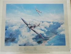 A first edition print after Robert Taylor entitled Spitfire signed by Group Captain Sir Douglas