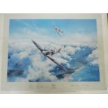 A first edition print after Robert Taylor entitled Spitfire signed by Group Captain Sir Douglas