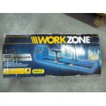 A boxed Work Zone 400W Wood Turning Lathe, appears factory sealed.