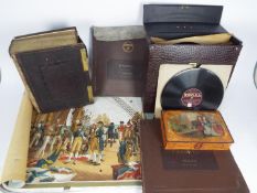 Lot to include a small quantity of 78 RPM records, a family bible,