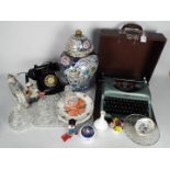 Lot to include a vintage telephone, typewriter, glassware and ceramics.