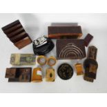 A selection of collectibles including two Mauchline napkin rings,