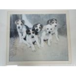 A limited edition print depicting five puppies, numbered 206/750 and signed in pencil by the artist,