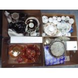 A mixed lot to include ceramics, glassware, plated ware and other, four boxes.