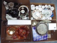A mixed lot to include ceramics, glassware, plated ware and other, four boxes.