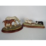 Border Fine Arts - Horse study # A0188 Shire Mare & Foal, on wooden plinth, approximately 14 c,