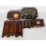 Asian jewellery boxes, trinket box, table screen.