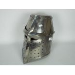 A reproduction, metal great helm,