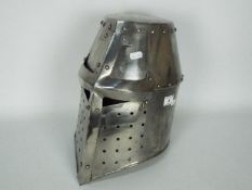 A reproduction, metal great helm,