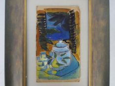 Attributed to Patrick Heron - A framed oil on card,