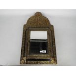A vintage brass, wall hanging, mirrored small cabinet,