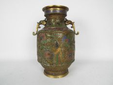 A large vase with champleve enamel decoration,