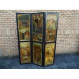 A decorative three fold screen,