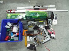 A mixed lot to include a Powercraft multimeter, boxed Gardenline hedge trimmer, saw and other.