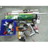 A mixed lot to include a Powercraft multimeter, boxed Gardenline hedge trimmer, saw and other.