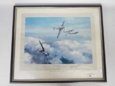 A first edition print after Robert Taylor entitled Hurricane signed by Wing Commander R R