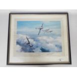 A first edition print after Robert Taylor entitled Hurricane signed by Wing Commander R R