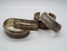 Silver 925 - four heavy Silver 925 cuff bracelet,