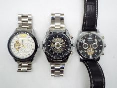 Three automatic wristwatches to include Tevise, Forsining and similar.