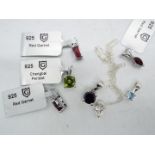 Silver 925 - A Collection of silver gemstone jewellery to include ear-rings and pendants.
