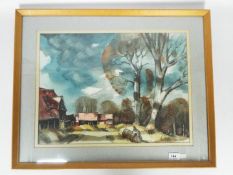 Watercolour and ink landscape scene, signed lower right Hugh Brandon-Cox,